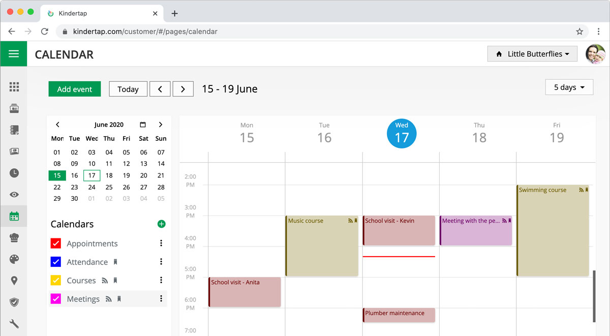 Use calendars to plan events such as private meetings, parties or courses.